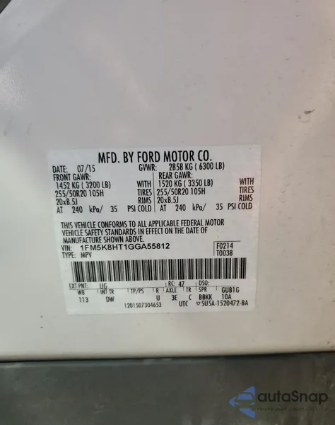 2016 Ford Explorer Platinum z USA, uszkodzony, nr VIN 1FM5K8HT1GGA55812